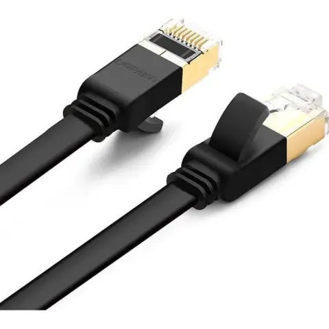 Ugreen Flat Cable Internet Network Cable Ethernet Patchcord RJ45 Cat 7 STP LAN 10 Gbps 10m Black (NW106 11265)