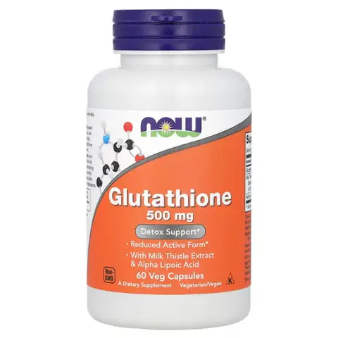 NOW Foods Glutathione + Milk Thistle + Alpha Lipoic Acid Antioxidant 500mg Liver Support Capsules - 60 Vegan Capsules