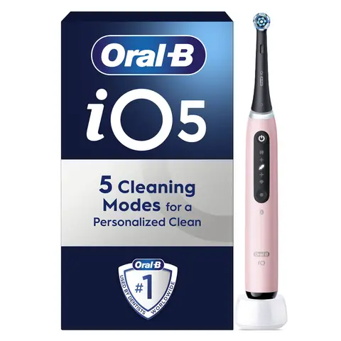 Oral-B iO5 Adult Electric Toothbrush, 1 Toothbrush Head, 5 Modes With Teeth Whitening, UK 2 Pin Plug, Blush Pink