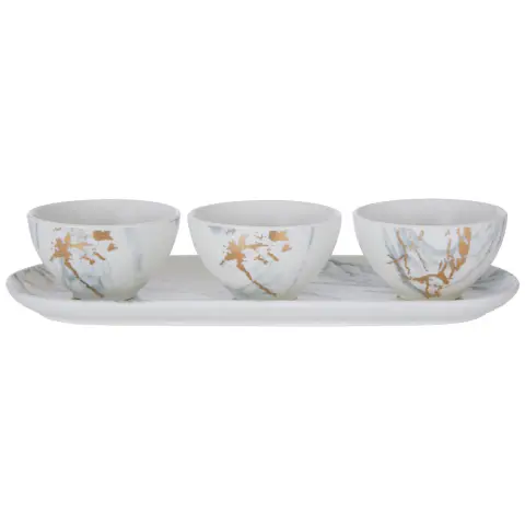 Marble Luxe Dip Bowls with Tray Set