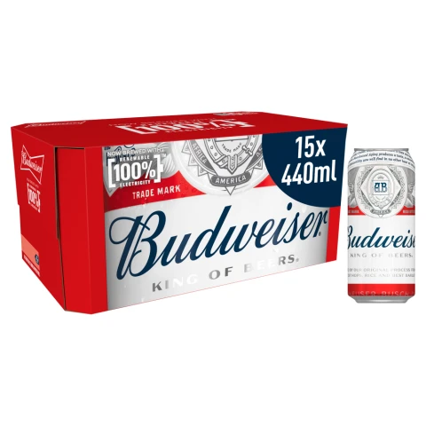 Budweiser 15 440ml Cans Beer (Abv 4.5%)