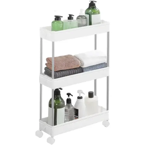 SONGMICS Storage Carts, 3-Tier, 40.1x13x60.6cm, Cloud White