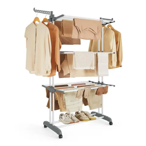 SONGMICS Clothes Drying Rack, 126.6x64.2x169.2cm, White