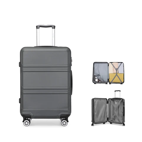 20 inch Cabin Suitcase Lightweight ABS Carry-on Hand Luggage 4 Spinner Wheels Trolley Case 51.5x38x20 cm(Grey)