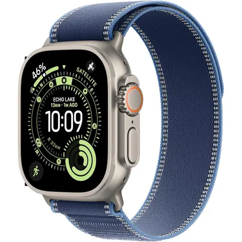 Apple Watch Ultra 3 GPS + Cellular 49mm Natural Titanium Case with Blue/Bright Blue Trail Loop - M/L