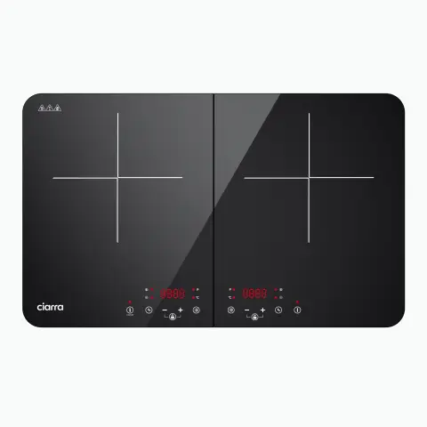 CIARRA Portable Double Induction Hob, 2800W, 9 Power Levels, Touch Control, Child Lock, Timer, Plug & Play, CUTIH2