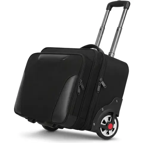 Business Trolley with Large Wheels， Laptop Trolley 17.3 Inch with 3 Packing Cubes， Pilot Case with Wheels Waterproof， Briefcase with Wheels for Men， Travel， Work， School， Black， New Year Sale ， Top gift picks
