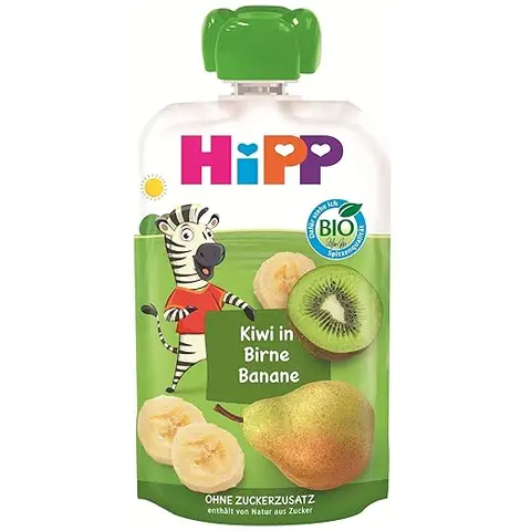 HiPP HiPPiS Quetschbeutel Kiwi in Birne-Banane - Charlie Zebra ab 1 Jahr 8 x 100 g