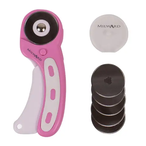 Milward 45mm Rotary Cutter & 5 Spare Blades Pink