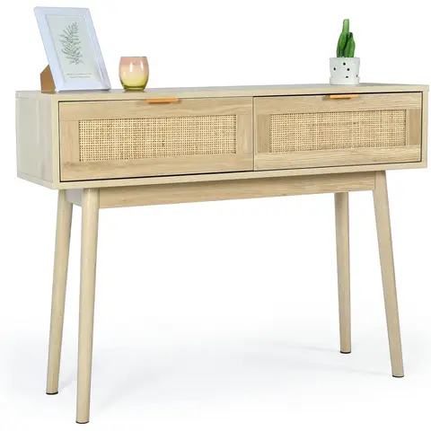 GRAVFORCE Console Table Slim Console Table for Hallway 2 Tier Entryway Table with 2 Drawers and Open Storage Shelf for Living Room Home and Office