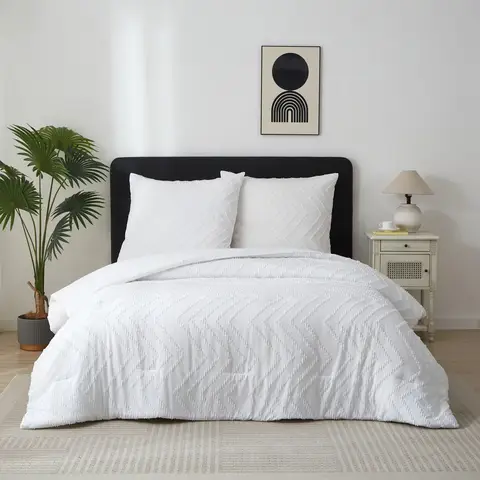Meeallhome  Comforter Set Soft Warm Tufted Neutral Bedding set 135*200cm/50*75cm*1  White