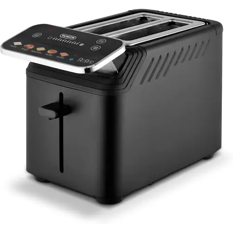 Tower Cavaletto Mirage 2 Slice Digital Toaster, Bagels, Gluten-Free, Memory Function, Extra-Wide Slots, 925W, Black with Chrome Trim - T20096BLK