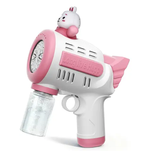 TOKKY Children's Bubble Gun, Dreamy High-Density Bubbles, 14500 Lithium Battery Long Battery Life, 360° Leak-Proof Design, Cute and Fun Changeable Doll Head, One-Button Operation, Out-of-the-Box Bubble Toy - Rabbit Shape