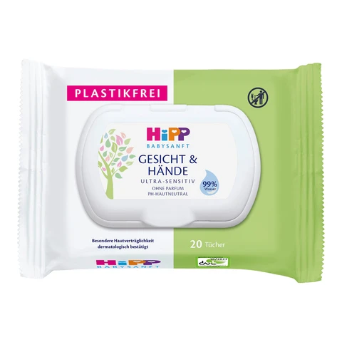 Hipp Baby Sanfte Feuchttücher für Gesicht und Hände, 20 Stück