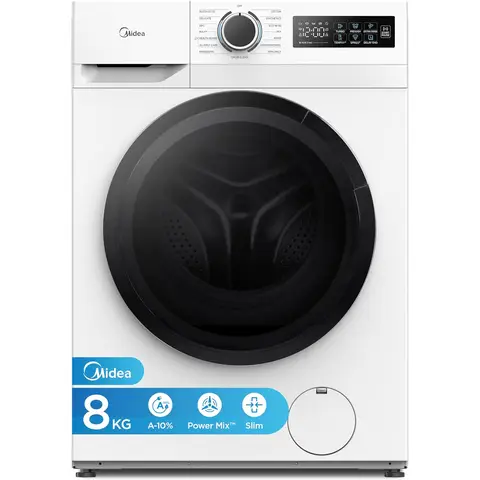 Midea MF110W80BA10/W  8kg 1400rpm Freestanding Washing Machine - White - A Rated
