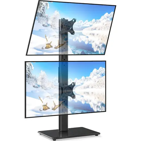 5Rcom Dual Monitor Stand for 13-38 Inch Screens,Height Adjustable 2 Mount Stand with VESA 75x75/100x100mm up to 20KG