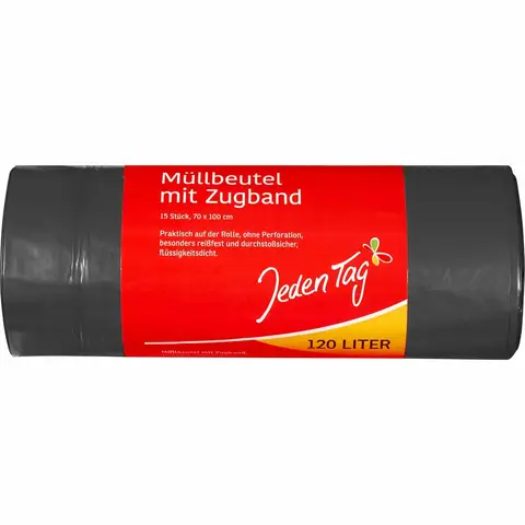 Jeden Tag Müllbeutel mit Zugband 120L Blauer Engel