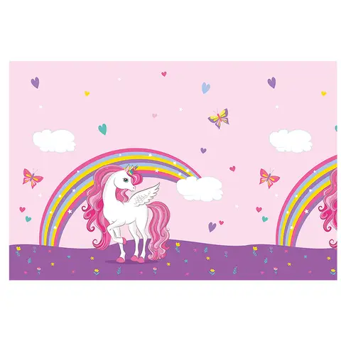 Unicorn Rainbow Plastic Tablecover 120cm x 180cm