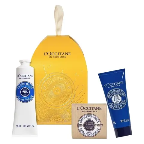 L'Occitane Shea Ornament Gift Set 100ml- shea butter hand cream 30 ml + ultra-rich shea butter body cream 20 ml + extra mild shea butter soap milk 50 g