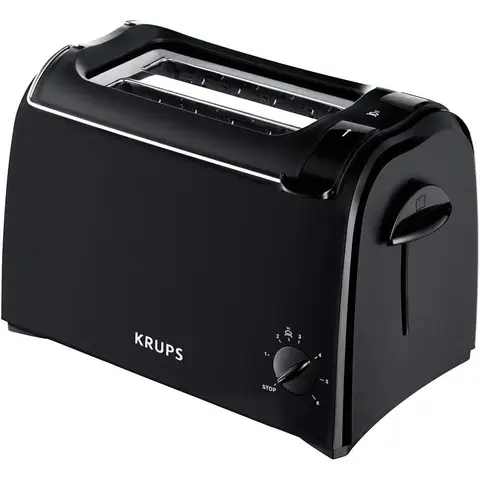 Krups KH1518 Toaster mit integriertem Brötchenwärmer, schwarz, Kunststoff, 1 Liter