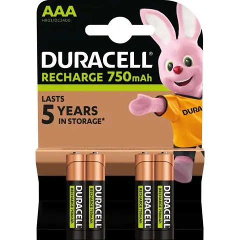 Duracell AAA 750mAh Akkus - Packung mit 4 Stück