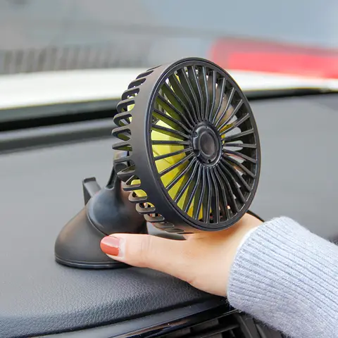360° Rotatable Car Cooling Fan with Strong Suction Cup, USB Powered 5-Blade Fan, 3-Speed Adjustable Dashboard & Windshield Mount