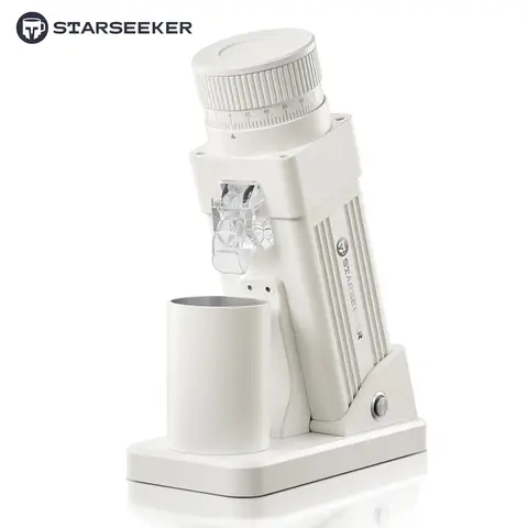 STARSEEKER E55 Pro Electric Coffee Grinder with 55mm Titanium Alloy Conical Burr, 72W AC Motor, White, Professional Espresso Grinder Equipped with Stepless Adjustment and Anti-powder-flying Technology, Suitable for Home and Café