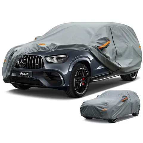 Kayme SUV Robust Car Cover Waterproof Breathable, Full Garage Car Cover for Rain Sun Dust Protection, 4x4 Cover for Cayenne, BMW X5, GLE, Audi Q7/Q8, Range Rover etc. (485 to 510 cm) YXL