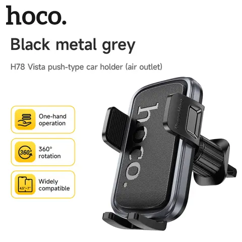 HOCO H78 Car Air Vent Phone Holder - Metal Grey