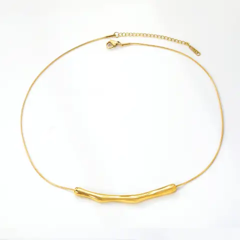 Wavy Bar Snake Chain 18K Gold Plated 40cm Necklace