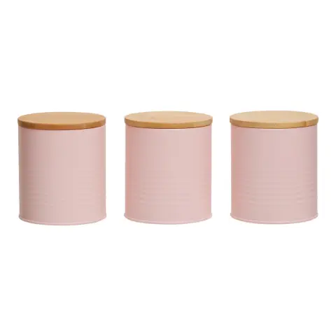 Set Of Three Alton Pink Cannisters