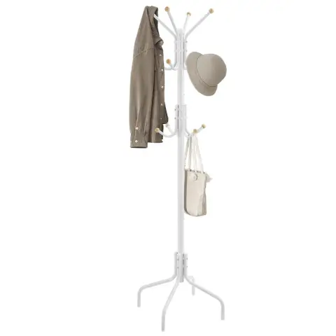 SONGMICS Coat Rack, with 12 Hooks, 4 Legs, 55x55x180cm, White