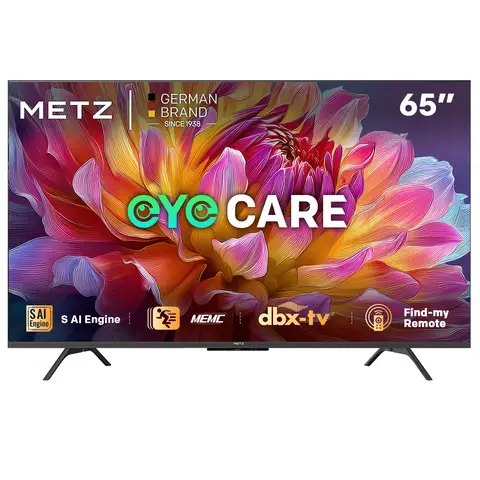 METZ 65MUF7000Z TV 65 pouces 165 cm Google TV avec protection des yeux, 4K UHD, Dolby Vision & Atmos, HDR10, fonction localisation de la télécommande, triple tuner, CI+ classe énergétique F