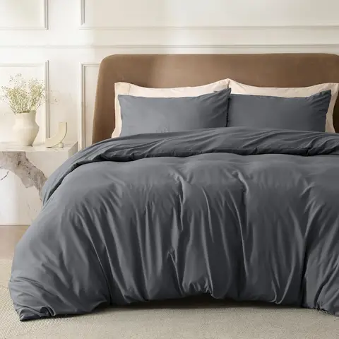 Bedsure Duvet Cover Set - Solid - UK Quiet Shade - 230x220cm (1 pc) + 50x75cm (2 pcs) - 100% Polyester