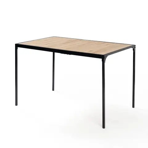 URBAN MEUBLE Scandinavian Oak Dining Table with Black Metal Frame