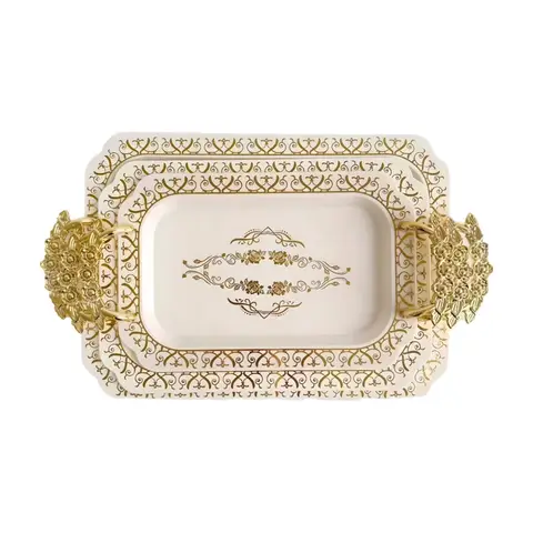 Ensemble de 3 plateaux de service blancs