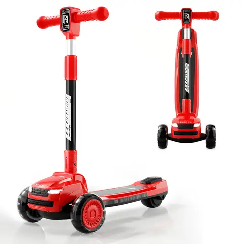 Neuleb 3 Wheel Kick Scooter for Kids Ages 3-10, Light Up Flashing Wheels, Toddler Scooter with Adjustable Handlebar, Anti-Slip Wide Deck & Lean-to-Steer, Outdoor Ride On Toy for Boys Girls