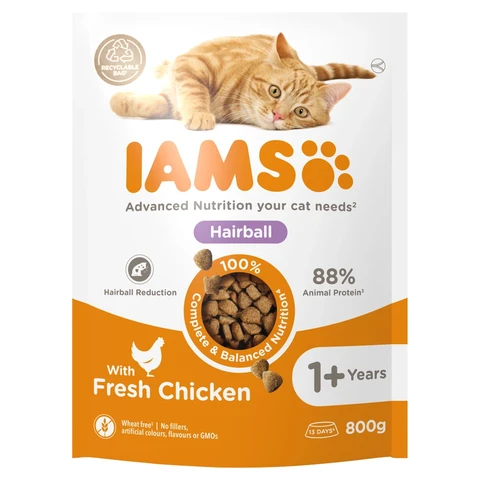 IAMS Hairball with Fresh Chicken 1+ Years 800g
