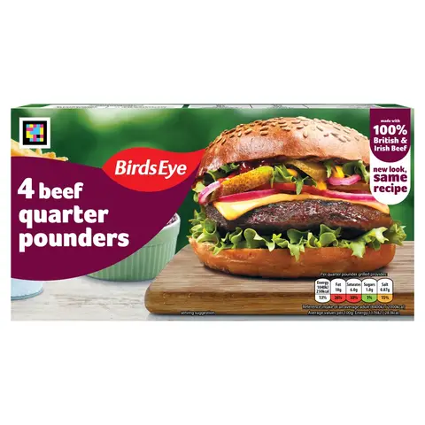 Birds Eye Classic 4 Beef Quarter Pounders with Onion 454g