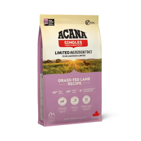 Acana SINGLES Trockenfutter für Hunde mit Grass-Fed-Lamm, 11,4 kg (enthält Lammfleisch, Innereien und Knorpel, glutenfrei, Lamm & Apfel), für alle Lebensphasen