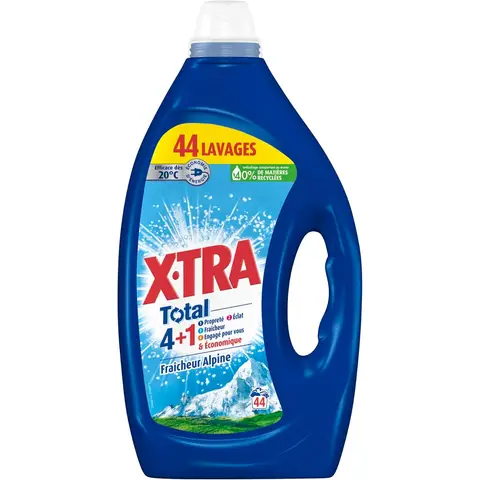 XTRA TOTAL Lessive liquide Fraîcheur Alpine 1,98L 44 lavages