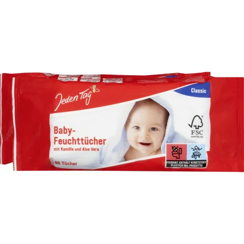 Jeden Tag Baby-Feuchttücher klassisch 2 x 80 Tücher
