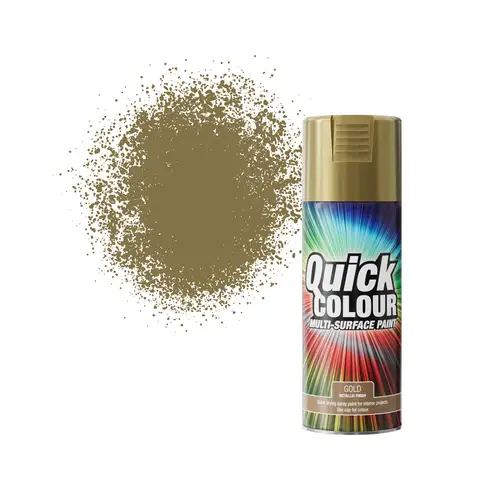 QUICK COLOUR MULTI SURFACE SPRAY PAINT GOLD METALLIC 400ML