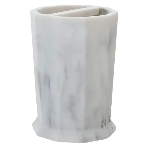 Maison by Premier Two Compartment Toothbrush Holder, Toothbrush Storage With Geometric Sides, Bathroom Countertop Organizer