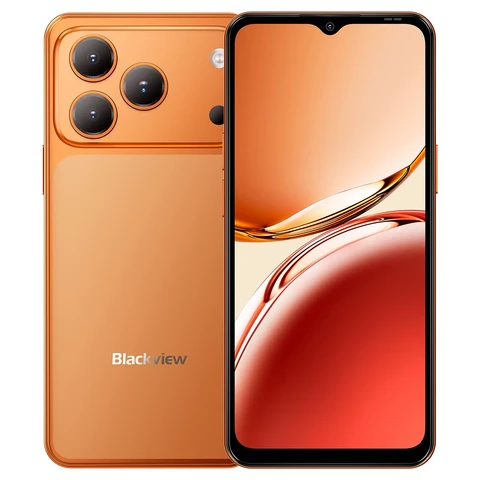 Blackview WAVE 7C smartphone, 16 GB (4+12) + 64 GB / 16 GB (4 + 12 GB) + 128 GB, 6,56 inch HD+IPS-display, 5000 mAh batterij, Unisoc Tiger T310-processor, 32 MP + 13 MP, 4G, Android 16 Oranje 128 GB