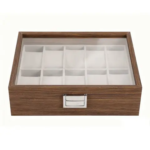 JU7CER Retro watch box, inner gray Watch Storage Box, Unisex Watch Display & Storage Case, Ideal Gift for Watch Enthusiasts 10-position