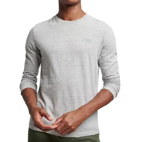 SUPERDRY T-shirt pour Homme Manches Longues Logo Vintage - gris glacier - Mar L