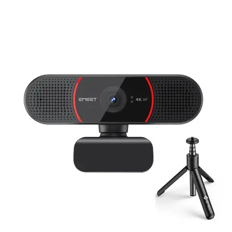 EMEET True 4K Webcam for PC with Dual Mics, Autofocus, Plug & Play, 4K Webcam + Tripods