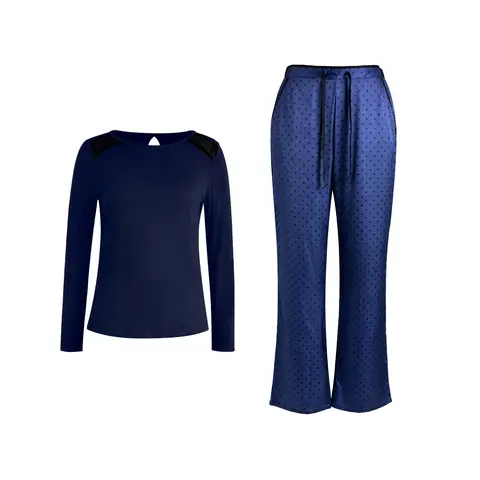 IZURIA round-neck navy long sleeved top and  navy pants set  XL