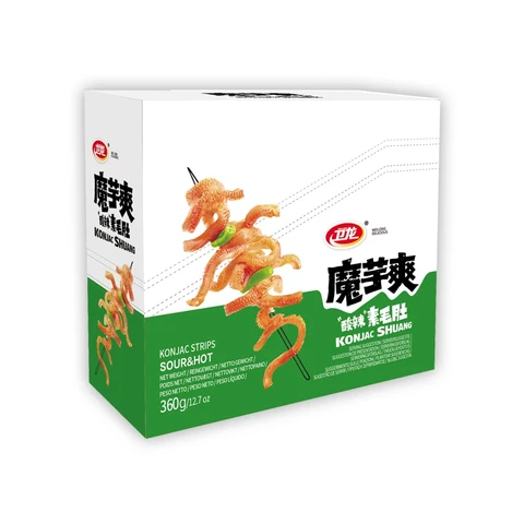 Wei Long Konjac Snack Strips, Hot & Sour Flavor, 360g (approx. 20 packs)